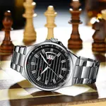 Curren 8375 Luxury Stainless Steel Analog Men's Watch – Dial Color: Black, Strap Color: Silver – Thumbnail 3