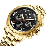 Nibosi 2538 Elegant Stainless Steel Analog Men's Watch – Dial Color: Black Gold, Strap Color: Gold – Thumbnail 2