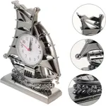 Vintage Deco Table Clock Rustic Living Room Desk Clock Ancient ship – Color: Silver – Thumbnail 3