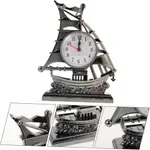 Vintage Deco Table Clock Rustic Living Room Desk Clock Ancient ship – Color: Silver – Thumbnail 2