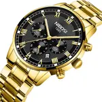 Nibosi 2339 Luxury Stainless Steel Casual Fashion Men's Watch – Dial Color: Black Gold, Strap Color: Gold – Thumbnail 2