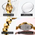 OLEVS 7007 Elegant Luxury Tungsten Steel Analog Wrist Watch For Women – Dial Color: Gold, Strap Color: Gold  – Thumbnail 4