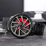 SKMEI 1990 Model-C Rolling Wheels Dial Creative Fashion Men's Watch – Dial Color: Red, Strap Color: Black – Thumbnail 3