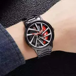 SKMEI 1990 Model-C Rolling Wheels Dial Creative Fashion Men's Watch – Dial Color: Red, Strap Color: Black – Thumbnail 5