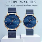 Naviforce NF3008 High Quality Stainless Steel Classic Quartz Fashion Couple's Watch – Dial Color: Rose Gold, Strap Color: Blue – Thumbnail 3