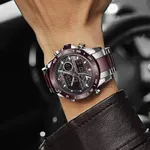 Naviforce 9171 CH Dual Display Quartz Analog Digital Men's Watch – Dial Color: Rose, Strap Color: Silver – Thumbnail 4