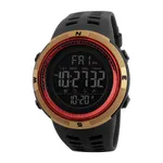 Skmei 1251 Digital Dial PU Strap Waterproof Sports Men's Watch – Dial Color: Red, Strap Color: Gold  – Thumbnail 1