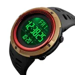 Skmei 1251 Digital Dial PU Strap Waterproof Sports Men's Watch – Dial Color: Red, Strap Color: Gold  – Thumbnail 2