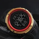 Skmei 1251 Digital Dial PU Strap Waterproof Sports Men's Watch – Dial Color: Red, Strap Color: Gold  – Thumbnail 4