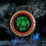 Skmei 1251 Digital Dial PU Strap Waterproof Sports Men's Watch – Dial Color: Red, Strap Color: Gold  – Thumbnail 5