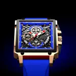 LIGE 8935 Exclusive Square Dial Analog Hollow Luxury Men's Watch – Dial Color: Blue, Strap Color: Blue – Thumbnail 3