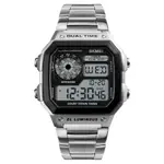 SKMEI 1335 Digital Multifunctional Stainless Steel Sporty Men's Watch – Dial Color: Black, Strap Color: Silver – Thumbnail 2