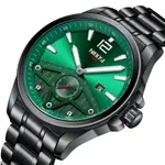 Nibosi 2511 Luxury Stainless Steel Chronograph Analog Men's Watch – Dial Color: Green, Strap Color: Black – Thumbnail 2