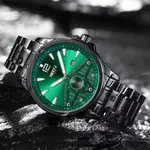 Nibosi 2511 Luxury Stainless Steel Chronograph Analog Men's Watch – Dial Color: Green, Strap Color: Black – Thumbnail 3