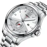 Nibosi 2511 Luxury Stainless Steel Chronograph Analog Men's Watch – Dial Color: Silver, Strap Color: Silver – Thumbnail 2