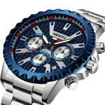Nibosi 2505 High Quality Stainless Steel Fashionable Men's Watch – Dial Color: Sky Blue, Strap Color: Silver – Thumbnail 2
