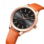 NAVIFORCE 5024 Casual PU Leather Waterproof Quartz Women's Watch – Dial Color: Rose, Strap Color: Orange – Thumbnail 2