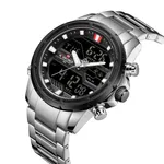 Naviforce NF9138 Luxurious Stainless Steel Men's Watch – Dial Color: Black, Strap Color: Silver – Thumbnail 2