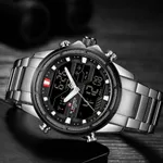 Naviforce NF9138 Luxurious Stainless Steel Men's Watch – Dial Color: Black, Strap Color: Silver – Thumbnail 4