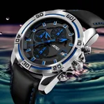 Skmei 9156 Fashion Leather Luxury Military Quartz Men's Watch  – Dial Color: Blue, Strap Color: Black – Thumbnail 5