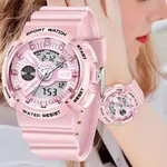 LIGE 8939 Digital Analog High Quality PU Leather Women’s Sports Watch – Dial Color: Pink, Strap Color: Pink – Thumbnail 2