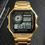 SKMEI 1335 Original Digital Men's Wrist Watch – Dial Color: Black, Strap Color: Gold  – Thumbnail 4