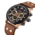 NAVIFORCE NF1006 Solar-Powered Movement Luminous Men Watch – Dial Color: Brown, Strap Color:  Brown  – Thumbnail 2