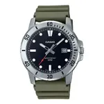 CASIO MTP-VD01-5EVUDF Enticer Stainless Steel Case Luminescent Men's Sports Analog Watch – Dial Color: Black, Strap Color: Green  – Thumbnail 1