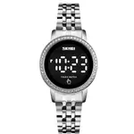 SKMEI 1669 Stainless Steel Analog Quartz Luxury Women's Watch – Dial Color: Black, Strap Color: Silver – Thumbnail 1