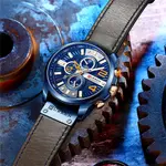 Curren 8393 High Quality Genuine Leather Straps Chronograph Men's Watch – Dial Color: Blue, Strap Color: Blue – Thumbnail 7