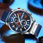 Curren 8393 High Quality Genuine Leather Straps Chronograph Men's Watch – Dial Color: Blue, Strap Color: Blue – Thumbnail 4