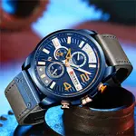 Curren 8393 High Quality Genuine Leather Straps Chronograph Men's Watch – Dial Color: Blue, Strap Color: Blue – Thumbnail 5