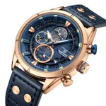 Naviforce NF8045 Vintage Sports Genuine Leather Men's Watch – Dial Color: Blue, Strap Color: Blue – Thumbnail 2