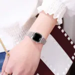 SKMEI 1543 LED Digital Women's Watch – Dial Color: Black, Strap Color: Silver – Thumbnail 4