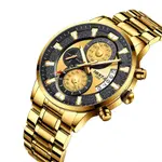 Nibosi 2382 Luxury Stainless Steel Waterproof Men's Watch – Dial Color: Gold, Strap Color: Gold – Thumbnail 2