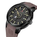 NAVIFORCE 9107 Luxury Brand Military Quartz Analog Sports Men's Watch – Dial Color: Black, Strap Color:  Brown  – Thumbnail 2
