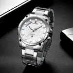 NAVIFORCE 9152 Luxury Brand Stainless Steel Quartz Man's Watch – Dial Color: Silver, Strap Color: Silver – Thumbnail 3