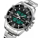 Skmei 1850 Dual Movement Waterproof Multifunction Men's Watch – Dial Color: Black, Strap Color: Silver – Thumbnail 2
