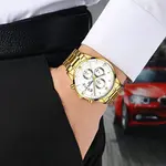 Nibosi 2309 Stainless Steel Multifunctional Classical Men's Watch – Dial Color: White, Strap Color: Gold  – Thumbnail 6
