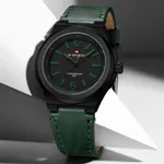NAVIFORCE NF9233 Genuine Leather Strap Quartz Comfortable Men's Watch – Dial Color: Green, Strap Color: Green  – Thumbnail 2