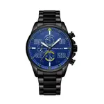 CRRJU 2307 Stainless Steel Multifunction Masterpiece Classic Chrono Men's Watch – Dial Color: Blue, Strap Color: Black – Thumbnail 1