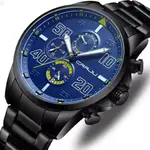 CRRJU 2307 Stainless Steel Multifunction Masterpiece Classic Chrono Men's Watch – Dial Color: Blue, Strap Color: Black – Thumbnail 2