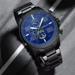 CRRJU 2307 Stainless Steel Multifunction Masterpiece Classic Chrono Men's Watch – Dial Color: Blue, Strap Color: Black – Thumbnail 3