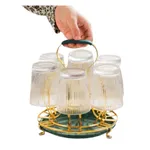 Golden Glass Stand With Drainer Green Tray Stainless Steel Kitchen Organizer 8x4 inch – Thumbnail 3
