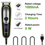 Kemei KM-1257 Professional USB Rechargeable Hair Clipper Trimmer – Thumbnail 4