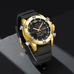 Naviforce 9253-T Stainless Steel Case Luminescent Men's Sports Analog Watch – Dial Color: Gold, Strap Color: Black – Thumbnail 2