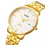 SKMEI 1801 Stainless Steel Classic Quartz Men's Watch – Dial Color: White, Strap Color: Gold  – Thumbnail 2