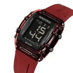 NAVIFORCE 7102 Transparent Digital Date Children’s Sports Watch – Dial Color: Black, Strap Color: Red – Thumbnail 2