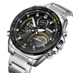 Skmei 1889 Dual Display Chronograph Stainless Steel Men's Watch – Dial Color: Brown, Strap Color: Silver – Thumbnail 2