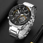 Skmei 1889 Dual Display Chronograph Stainless Steel Men's Watch – Dial Color: Brown, Strap Color: Silver – Thumbnail 3